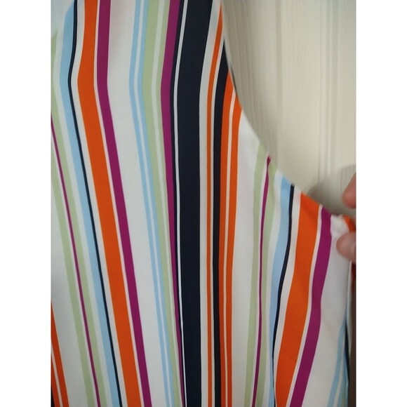 Est. 1946 Woman Tank Sheer Lined Colorful Barcode Striped As symmetrical Hem... - Picture 4 of 9